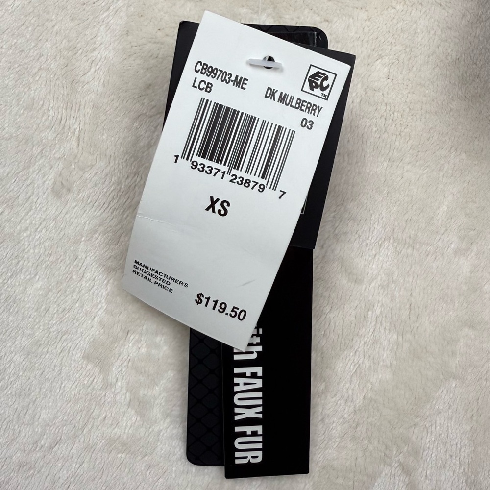 CELEBRITY PINK Women’s size XS Dark Mulberry Hooded Puffer Jacket faux fur NWT - Picture 4 of 8